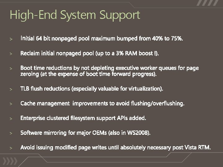 High-End System Support > > > > 