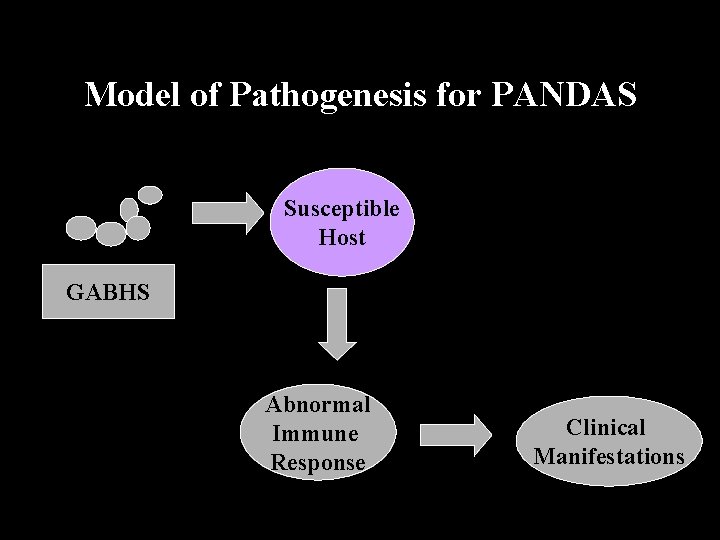 Model of Pathogenesis for PANDAS Susceptible Host GABHS Abnormal Immune Response Clinical Manifestations 