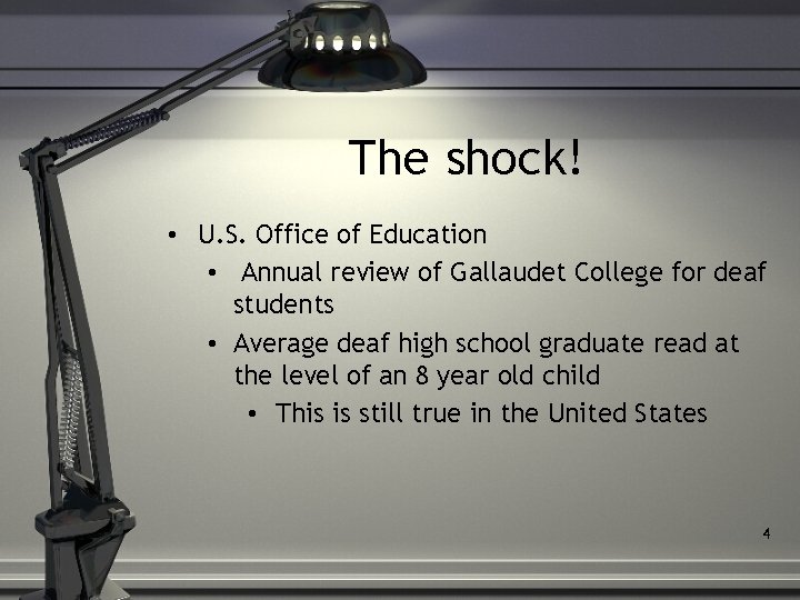 The shock! • U. S. Office of Education • Annual review of Gallaudet College