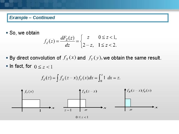 Example – Continued § So, we obtain § By direct convolution of § In