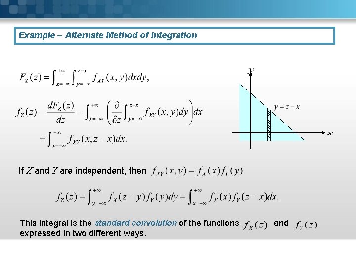 Example – Alternate Method of Integration If X and Y are independent, then This