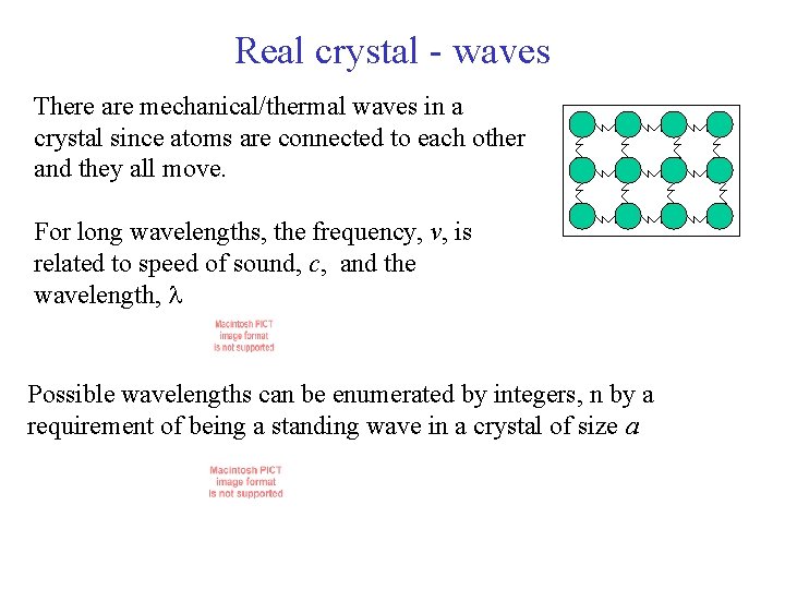 Real crystal - waves There are mechanical/thermal waves in a crystal since atoms are