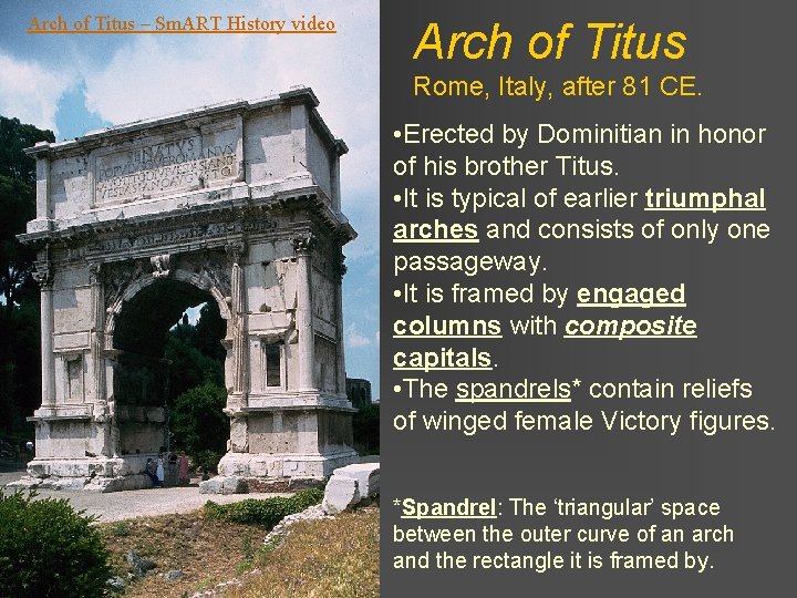 Arch of Titus – Sm. ART History video Arch of Titus Rome, Italy, after