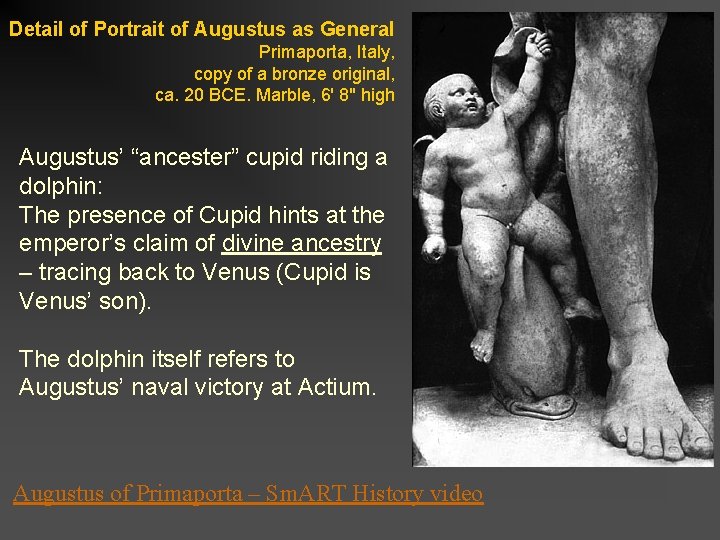 Detail of Portrait of Augustus as General Primaporta, Italy, copy of a bronze original,