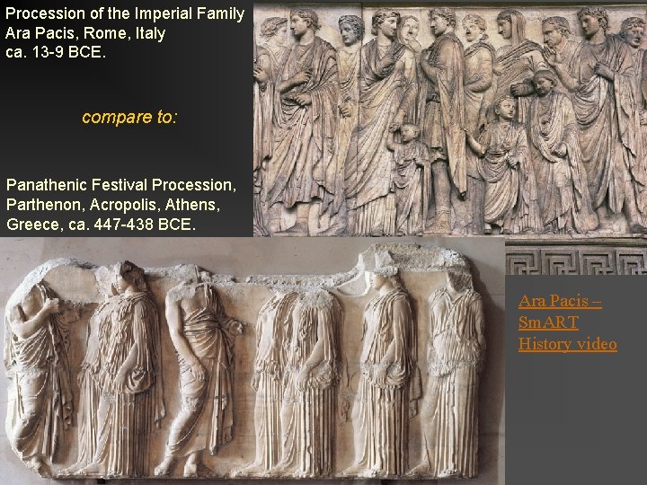 Procession of the Imperial Family Ara Pacis, Rome, Italy ca. 13 -9 BCE. compare