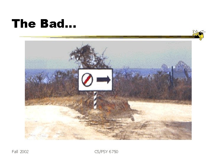 The Bad… Fall 2002 CS/PSY 6750 