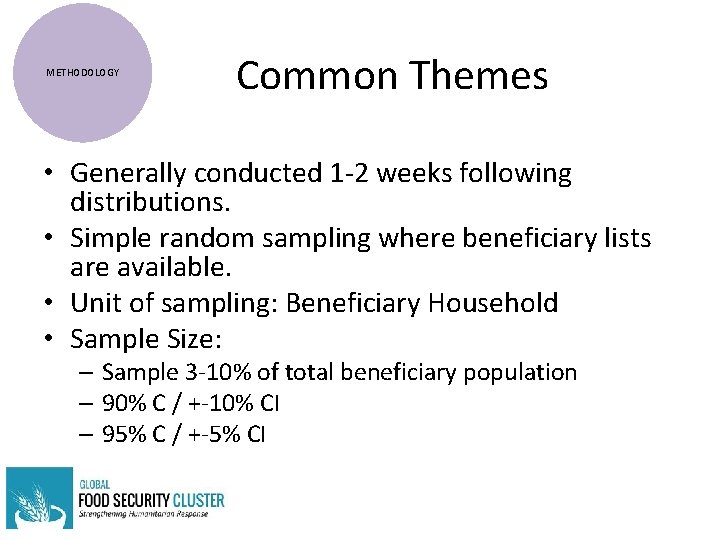 METHODOLOGY Common Themes • Generally conducted 1 -2 weeks following distributions. • Simple random