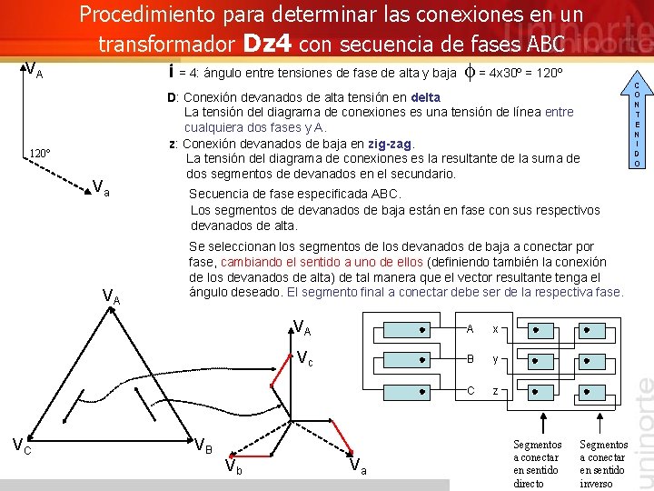 VA Procedimiento para determinar las conexiones en un transformador Dz 4 con secuencia de