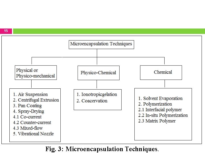 15 Fig. 3: Microencapsulation Techniques. 