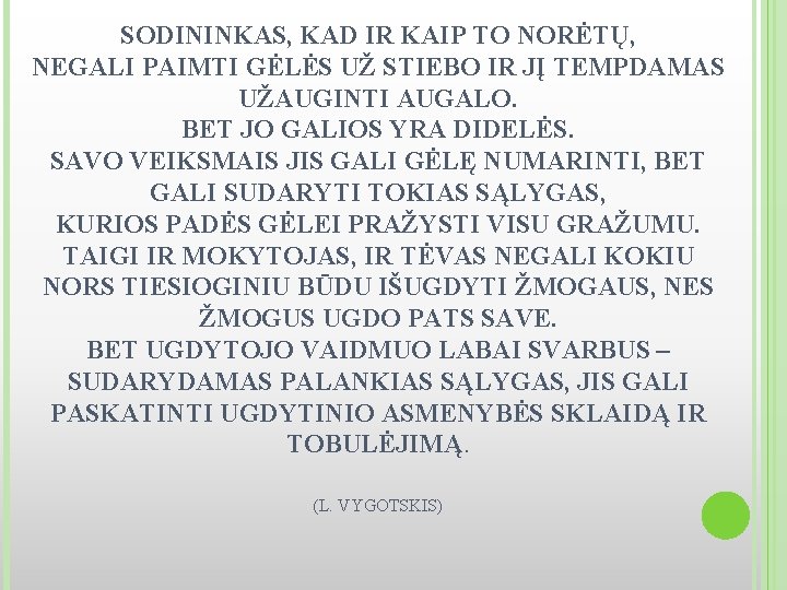 SODININKAS, KAD IR KAIP TO NORĖTŲ, NEGALI PAIMTI GĖLĖS UŽ STIEBO IR JĮ TEMPDAMAS