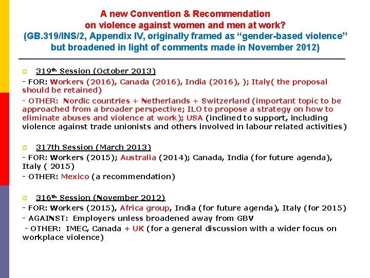 A new Convention & Recommendation on violence against women and men at work? (GB.