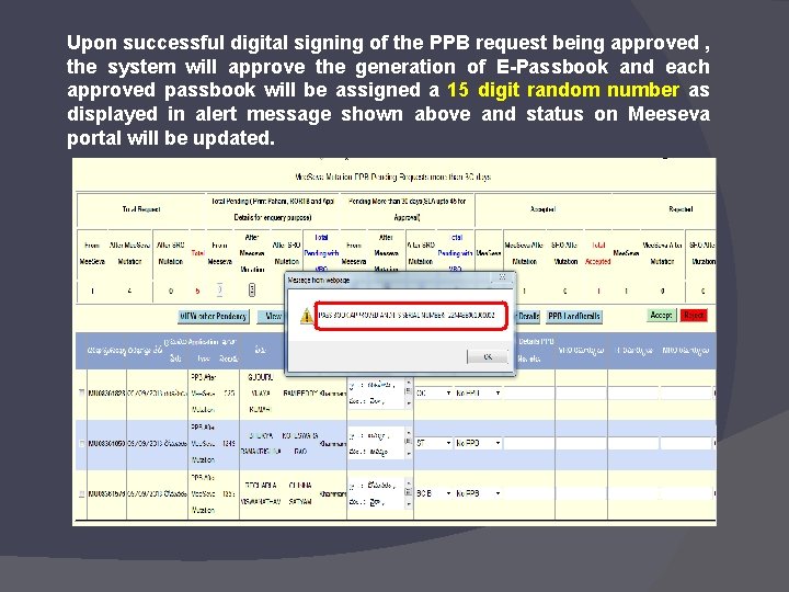 Upon successful digital signing of the PPB request being approved , the system will