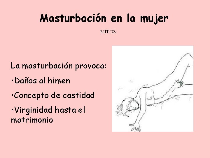 Masturbación en la mujer MITOS: La masturbación provoca: • Daños al himen • Concepto