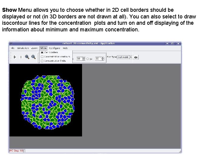 Show Menu allows you to choose whether in 2 D cell borders should be