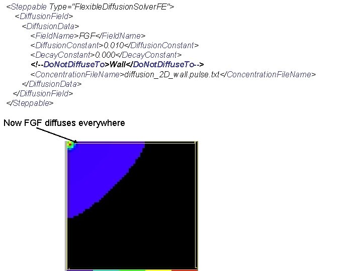 <Steppable Type="Flexible. Diffusion. Solver. FE"> <Diffusion. Field> <Diffusion. Data> <Field. Name>FGF</Field. Name> <Diffusion. Constant>0.