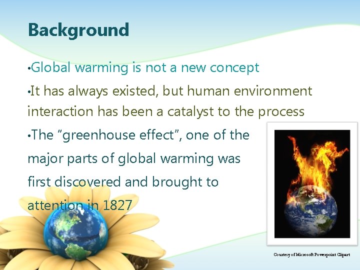 Background • Global warming is not a new concept • It has always existed,