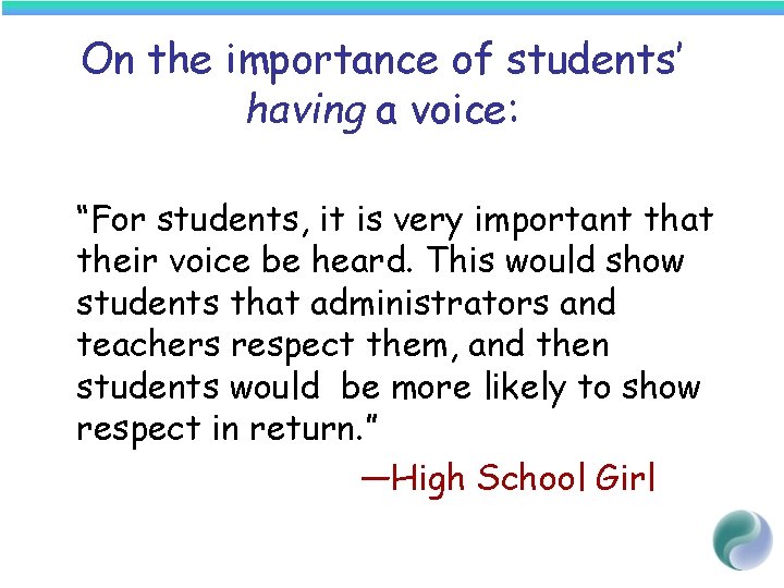 On the importance of students’ having a voice: “For students, it is very important