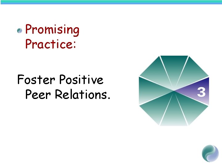 Promising Practice: Foster Positive Peer Relations. 