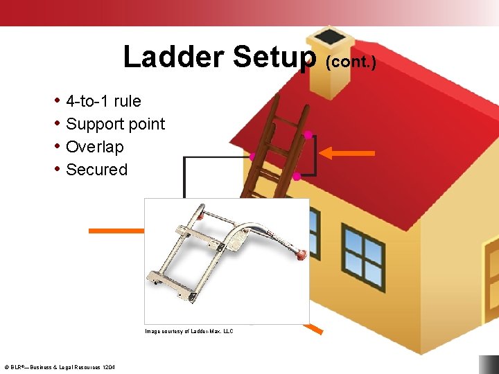 Ladder Setup (cont. ) • 4 -to-1 rule • Support point • Overlap •