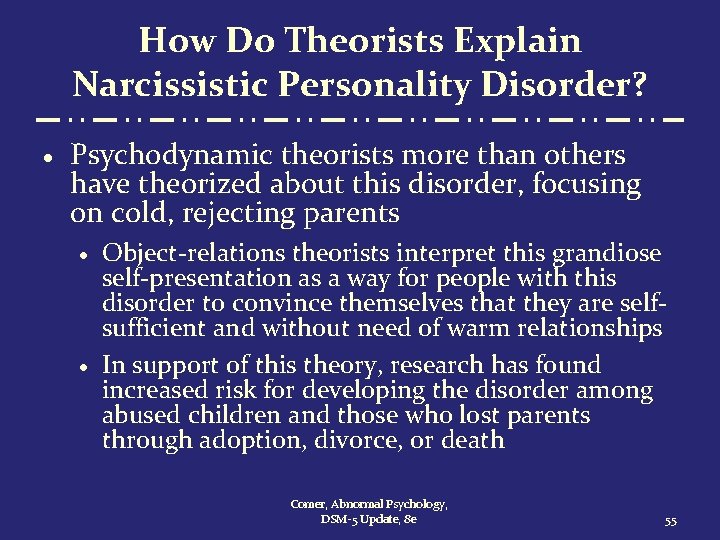 How Do Theorists Explain Narcissistic Personality Disorder? · Psychodynamic theorists more than others have