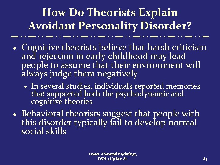 How Do Theorists Explain Avoidant Personality Disorder? · Cognitive theorists believe that harsh criticism