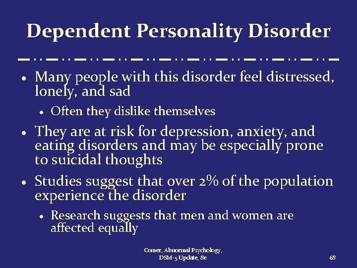 Dependent Personality Disorder · Many people with this disorder feel distressed, lonely, and sad