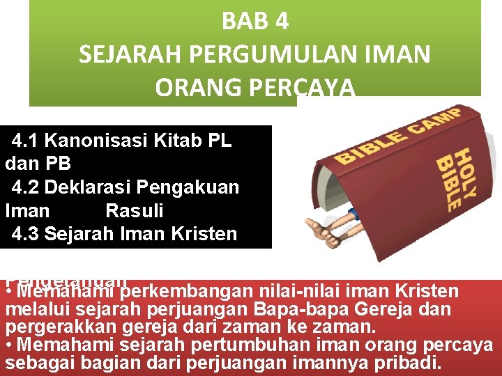 BAB 4 SEJARAH PERGUMULAN IMAN ORANG PERCAYA 4. 1 Kanonisasi Kitab PL dan PB