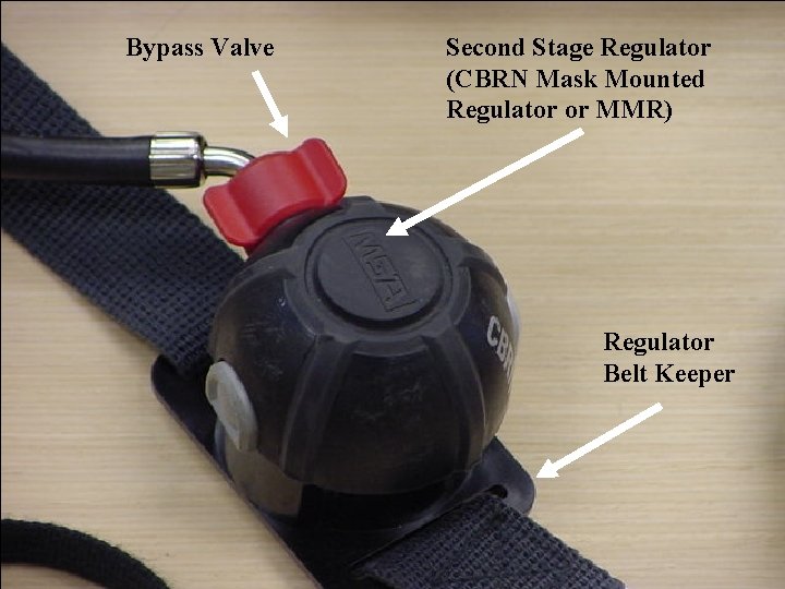 Bypass Valve Second Stage Regulator (CBRN Mask Mounted Regulator or MMR) Regulator Belt Keeper Bypass Valve Second Stage Regulator (CBRN Mask Mounted Regulator or MMR) Regulator Belt Keeper