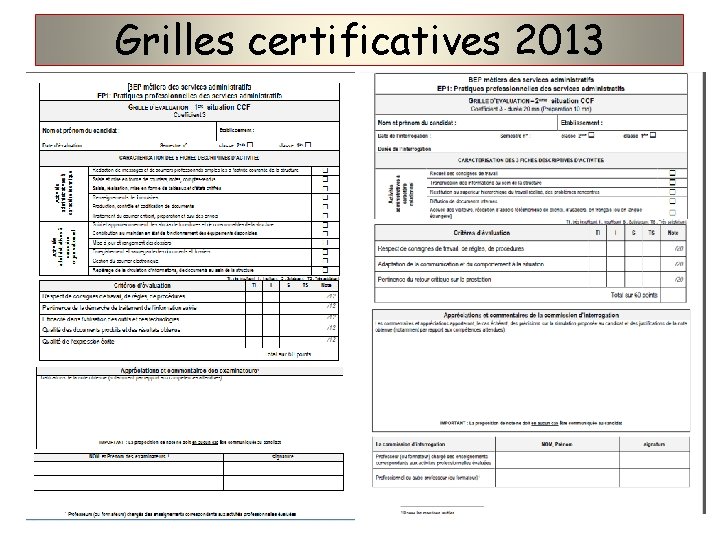 Grilles certificatives 2013 