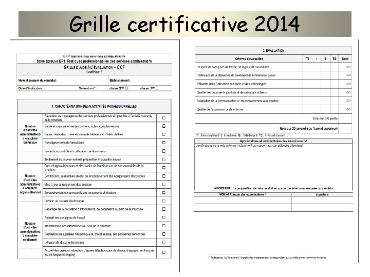 Grille certificative 2014 