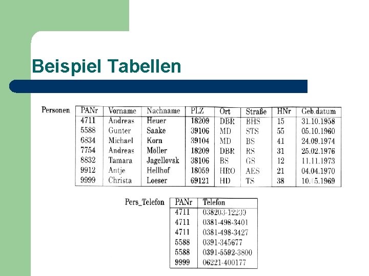 Beispiel Tabellen 