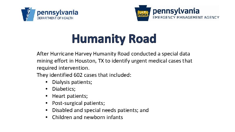 Humanity Road After Hurricane Harvey Humanity Road conducted a special data mining effort in