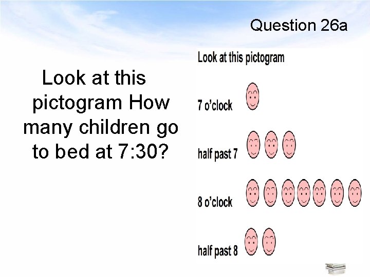 Question 26 a Look at this pictogram How many children go to bed at