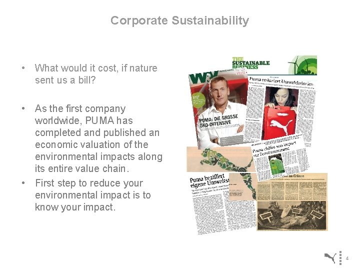 Corporate Sustainability • What would it cost, if nature sent us a bill? •