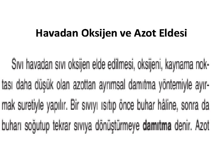 Havadan Oksijen ve Azot Eldesi 