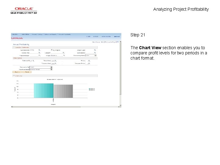 Analyzing Project Profitability Step 21 The Chart View section enables you to compare profit