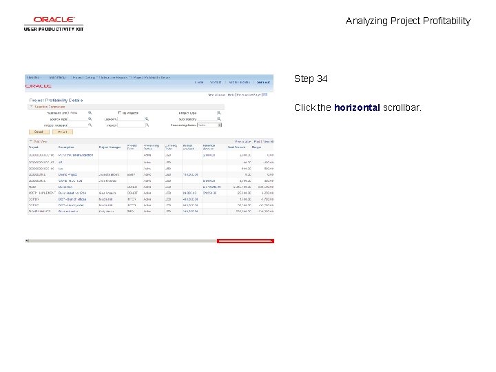 Analyzing Project Profitability Step 34 Click the horizontal scrollbar. 