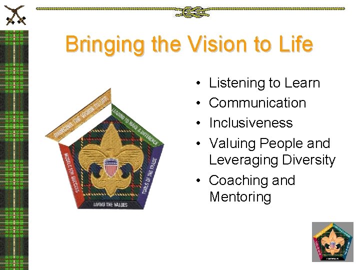 Bringing the Vision to Life • • Listening to Learn Communication Inclusiveness Valuing People