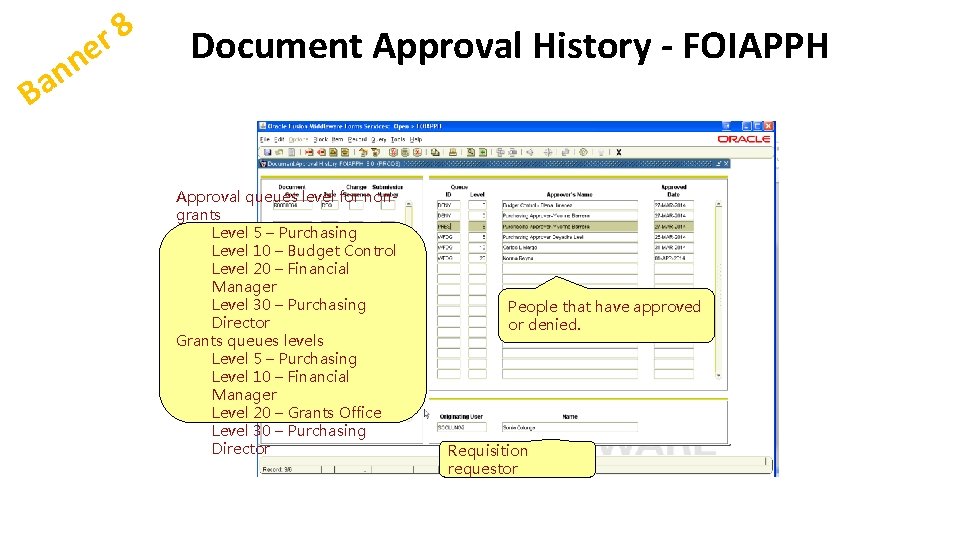 n a B 8 r ne Document Approval History - FOIAPPH Approval queues level