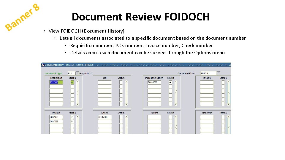 n a B 8 r ne Document Review FOIDOCH • View FOIDOCH (Document History)