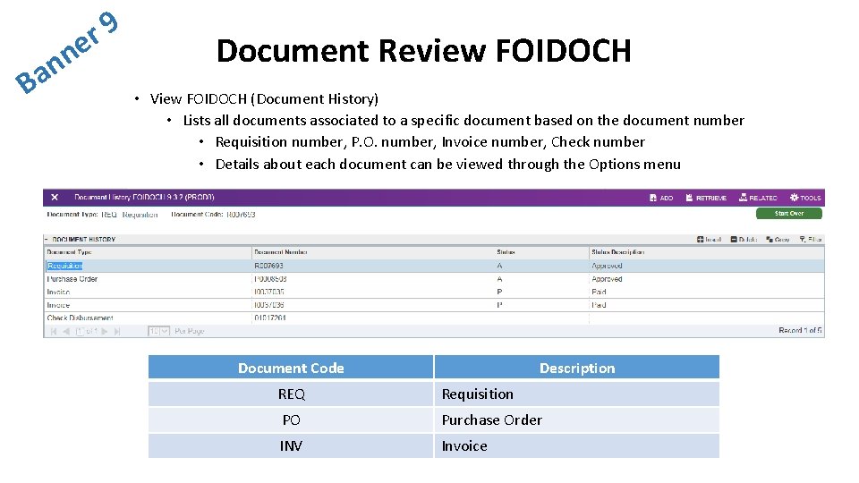 n n Ba 9 r e Document Review FOIDOCH • View FOIDOCH (Document History)