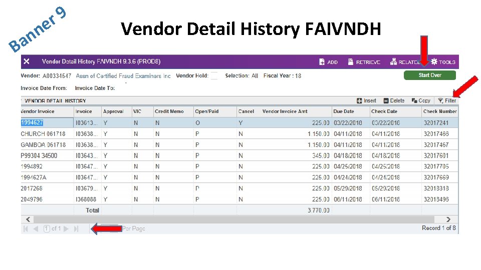 n n Ba 9 r e Vendor Detail History FAIVNDH 