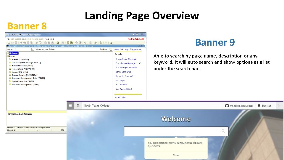 Banner 8 Landing Page Overview Banner 9 Able to search by page name, description