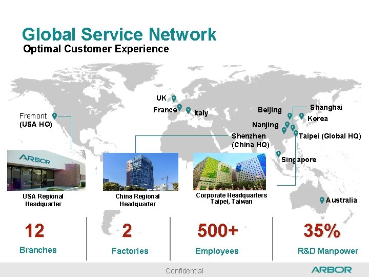 Global Service Network Optimal Customer Experience UK France Fremont (USA HQ) Beijing Italy Nanjing