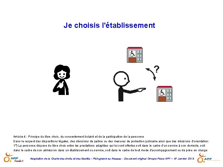 Je choisis l'établissement Article 4 : Principe du libre choix, du consentement éclairé et