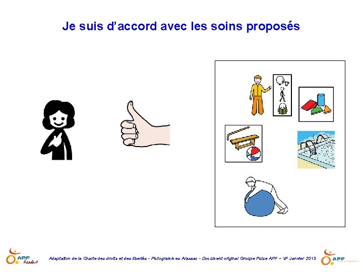 Je suis d’accord avec les soins proposés Adaptation de la Charte des droits et