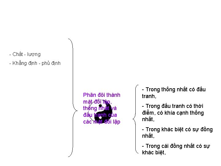 - Chất - lượng - Khẳng định - phủ định Phân đôi thành mặt