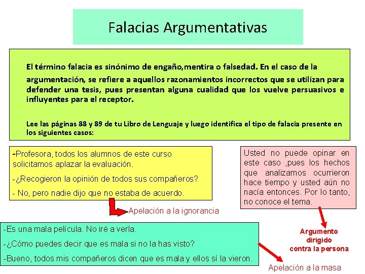 Falacias Argumentativas El término falacia es sinónimo de engaño, mentira o falsedad. En el