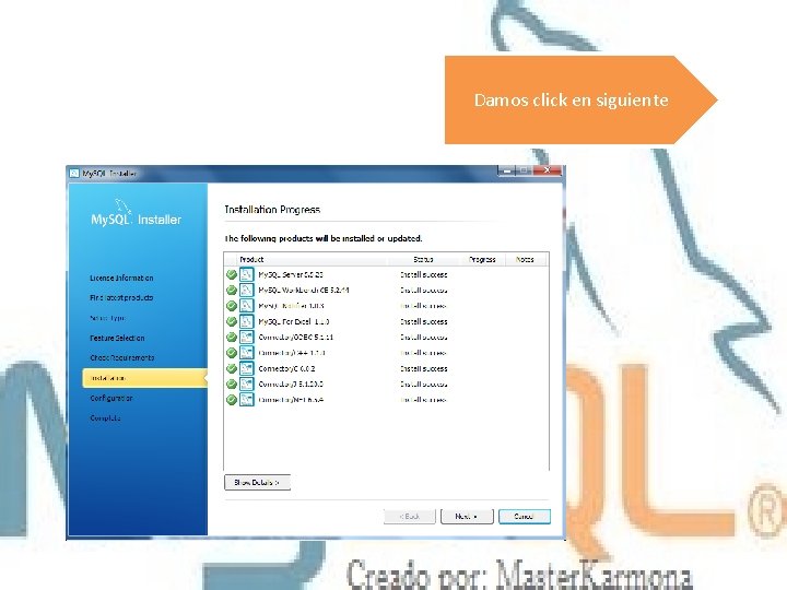 Damos click en siguiente 