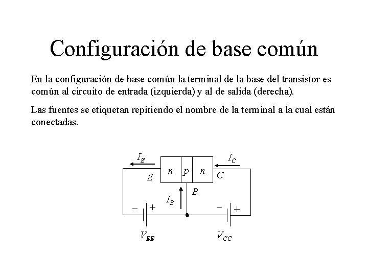 Configuración de base común En la configuración de base común la terminal de la